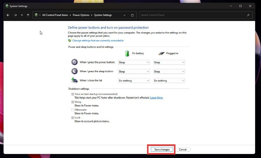 如何更改 Windows 11 上的盖子关闭操作