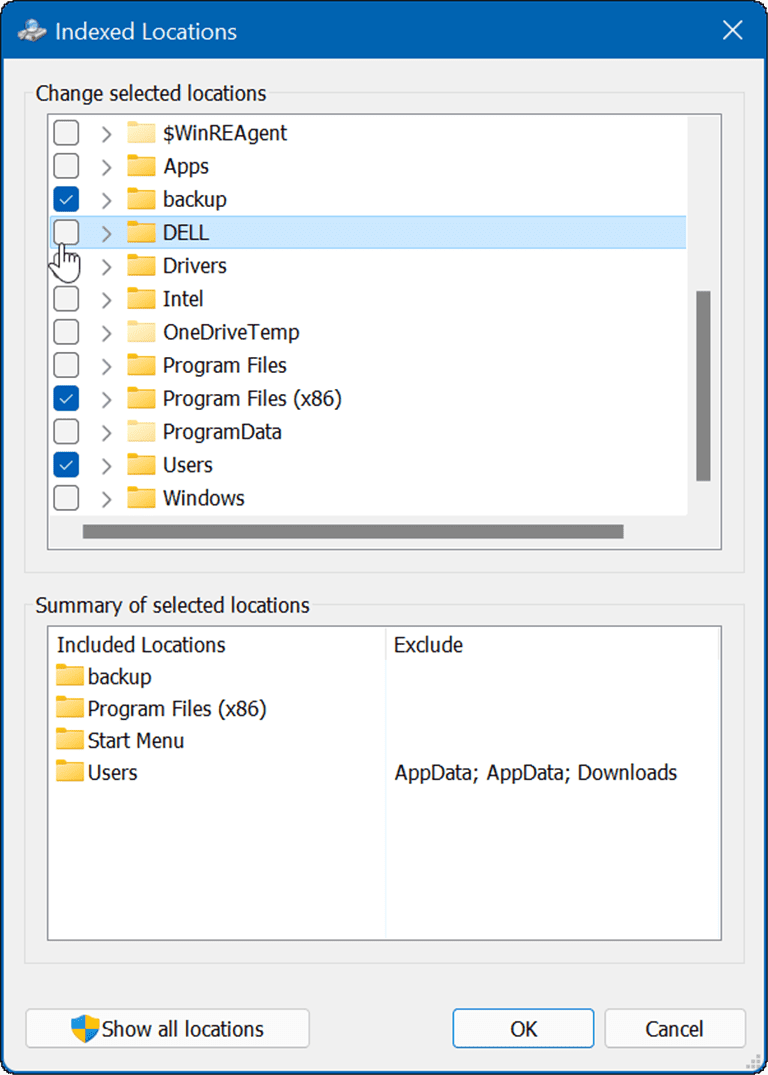 如何在 Windows 11 上从搜索中隐藏文件和文件夹