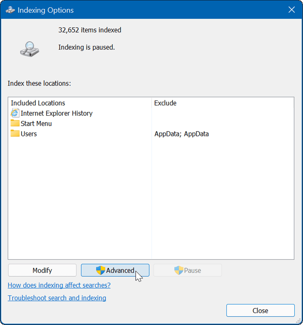 如何在 Windows 11 上从搜索中隐藏文件和文件夹