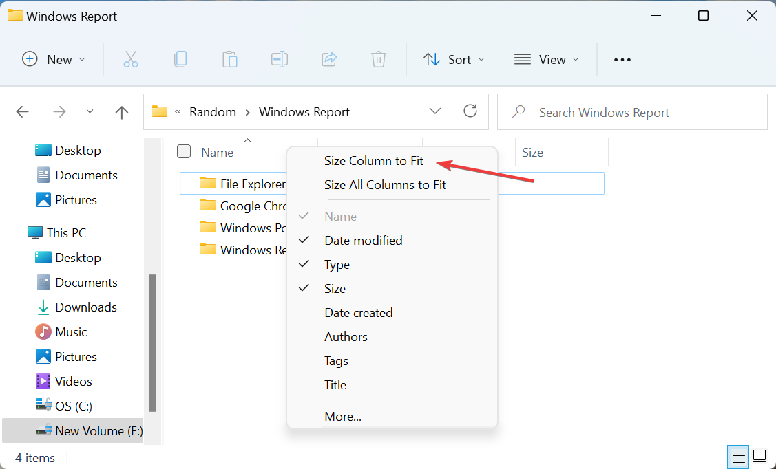 如何在 Windows 11 上自动调整所有列的大小？