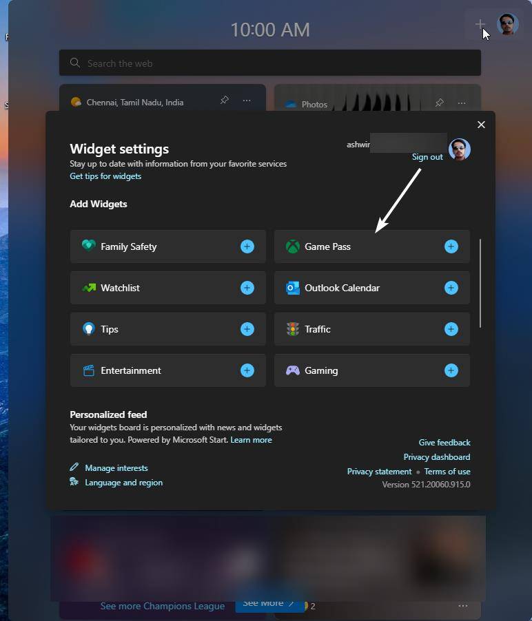 Windows 11 Insider Preview Build 25174新增Game Pass小组件功能