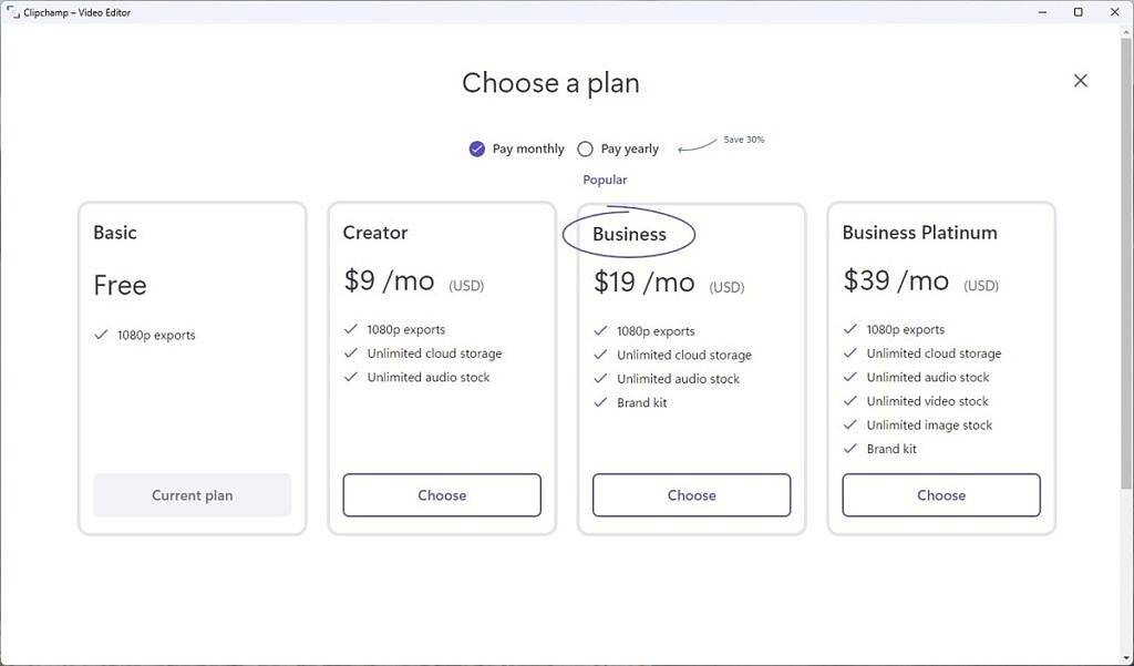 微软的 Clipchamp 视频编辑器简化了它的计划，而且更便宜