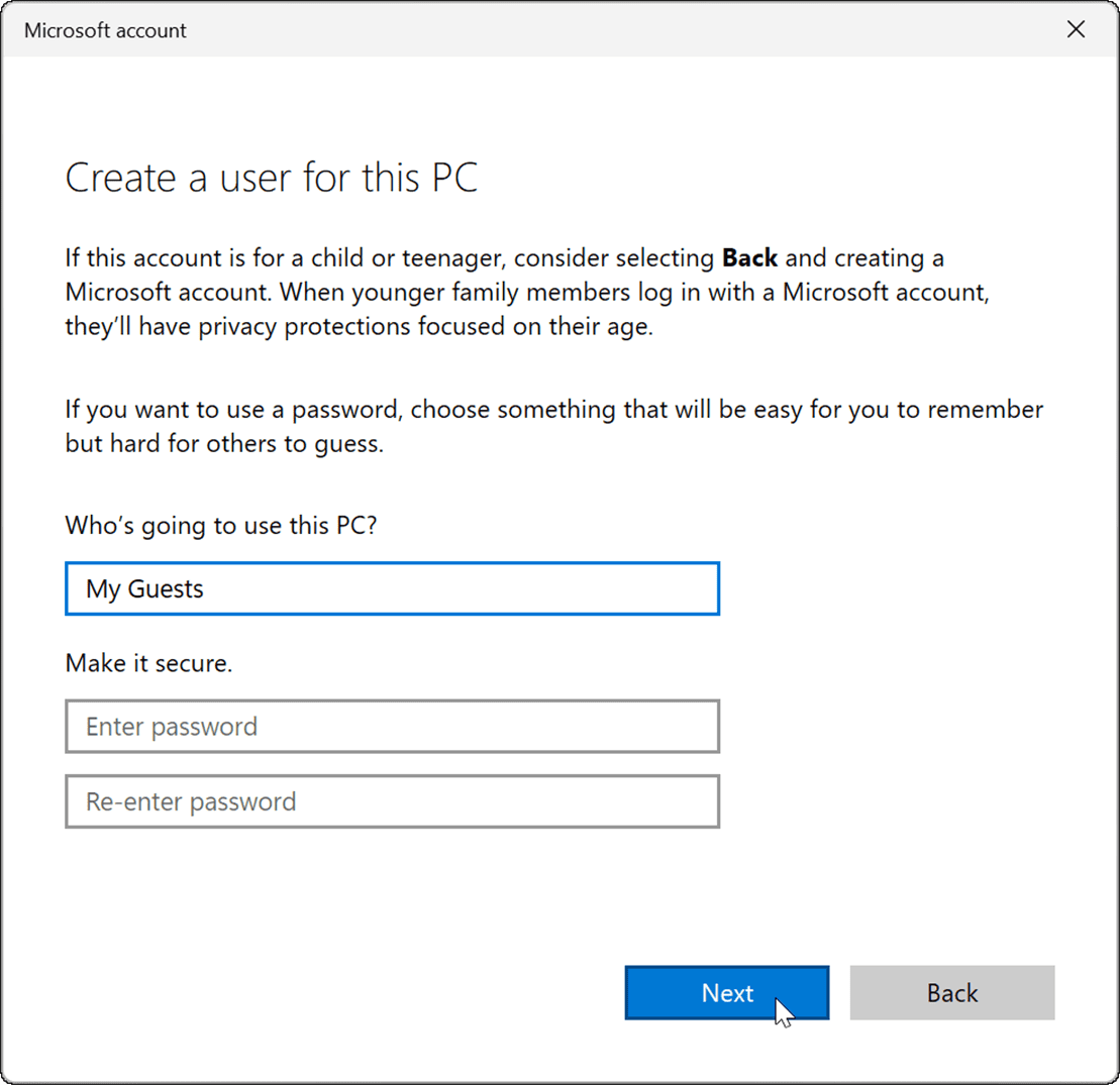 如何在 Windows 11 上创建访客帐户