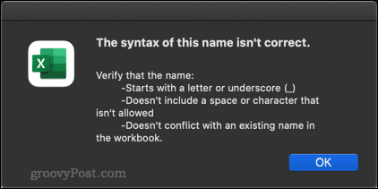 如何在 Excel 中为表格命名