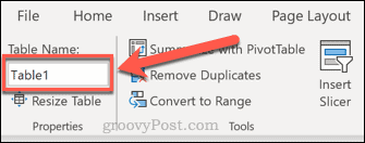如何在 Excel 中为表格命名