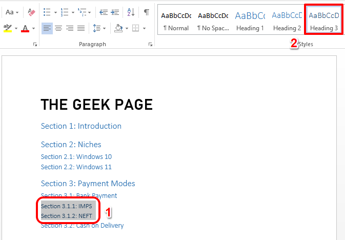 自动添加目录到 Microsoft Word 文档