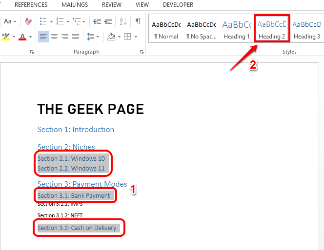 自动添加目录到 Microsoft Word 文档