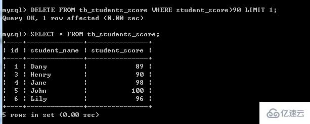 MySQL中如何从表中删除一行数据