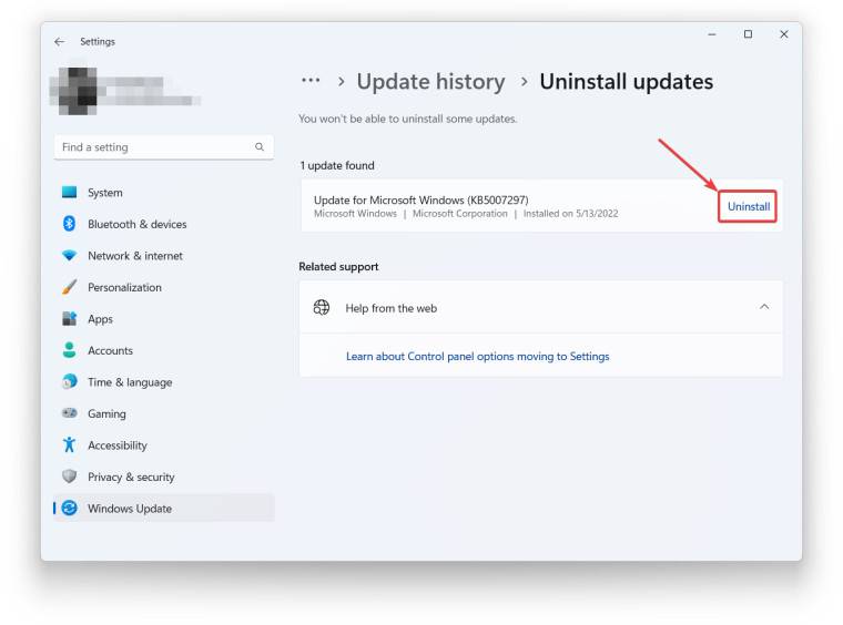 如何卸载 Windows 11 的更新？