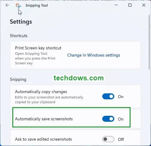 如何启用Windows 11截图工具的自动保存功能？