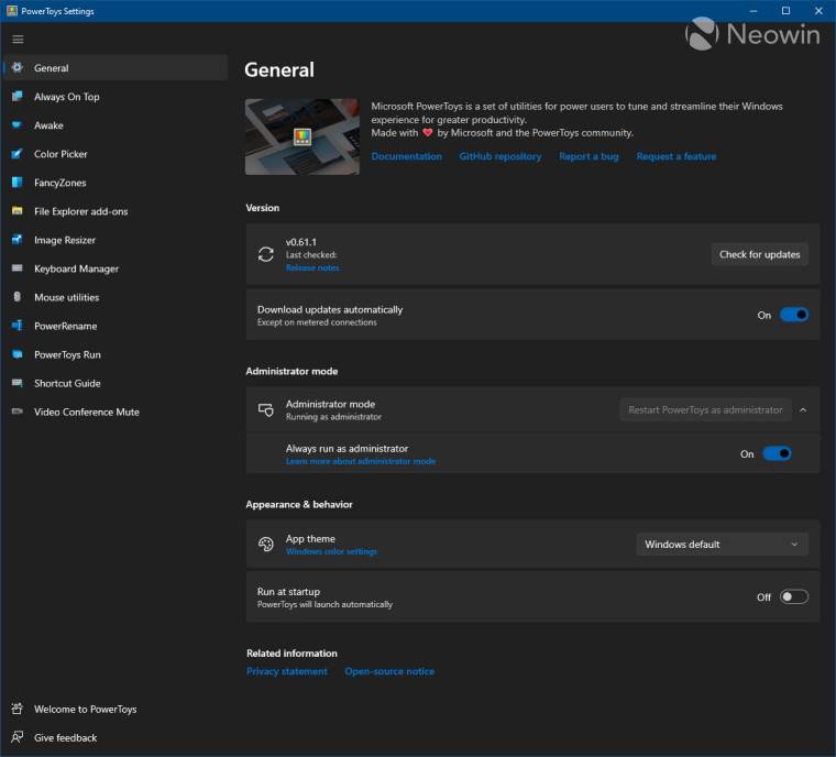 Microsoft PowerToys 0.61.1 发布,修复了缺少开始菜单条目等问题。