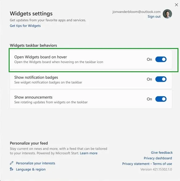 如何在Windows 11中禁用悬浮小部件面板的自动弹出？