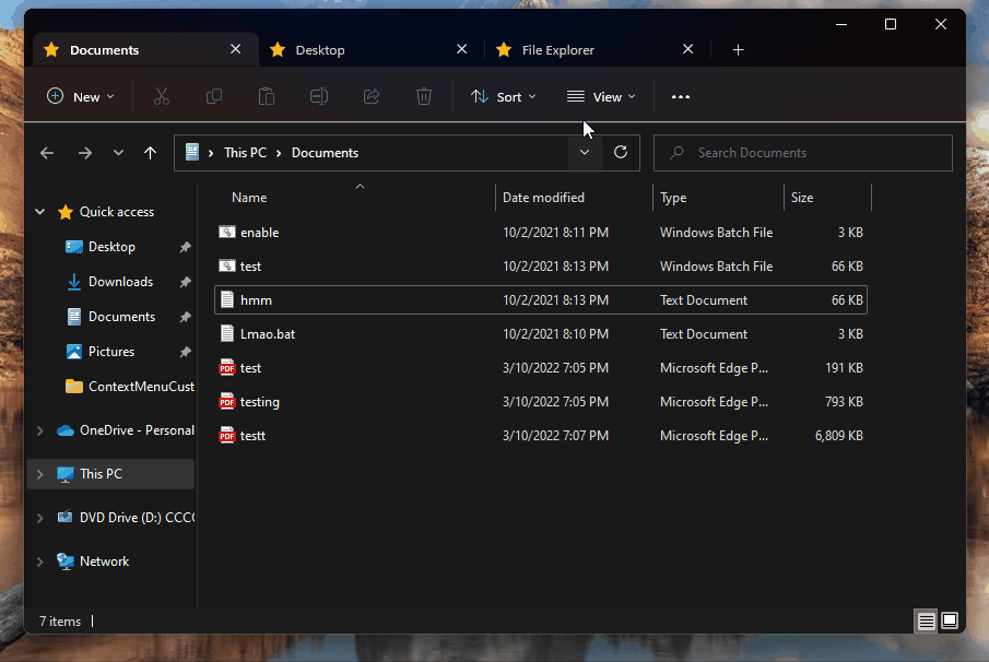 Windows 11:文件资源管理器选项卡界面更新了新的重新排序功能