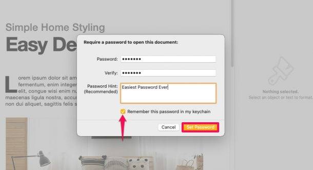 如何在 Mac 上对页面、主题演讲和数字文档进行密码保护?