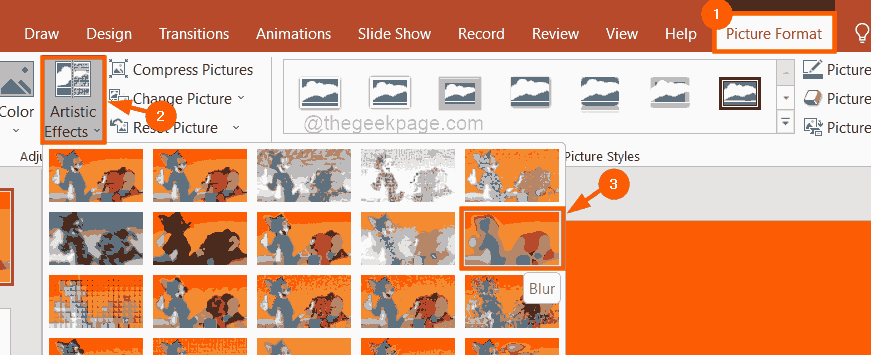 如何在 PowerPoint 中应用模糊效果来隐藏图像的一部分