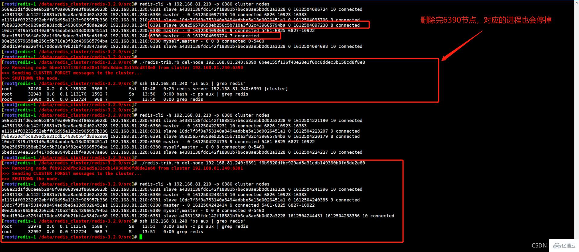 Redis Cluster集群缩容主从节点的步骤