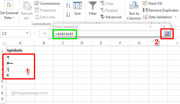 如何在 Excel 中创建有符号的下拉菜单