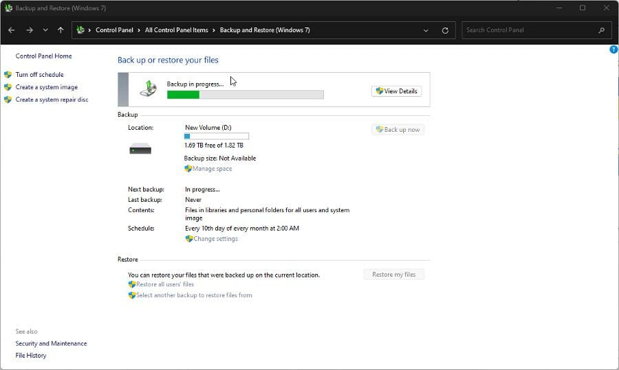 只需几个简单的步骤即可恢复 Windows 11 备份选项