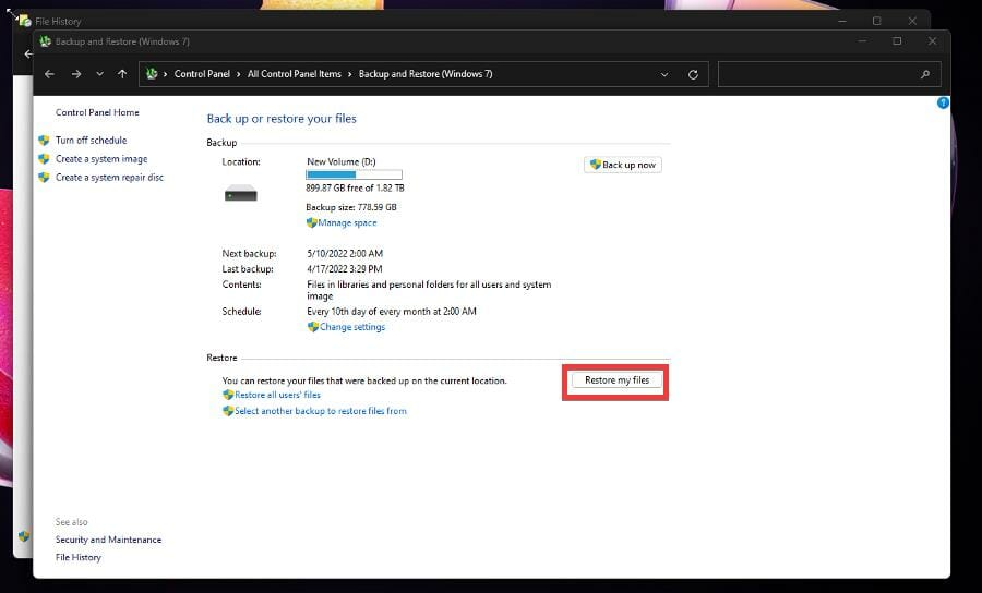 只需几个简单的步骤即可恢复 Windows 11 备份选项
