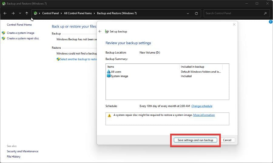 只需几个简单的步骤即可恢复 Windows 11 备份选项