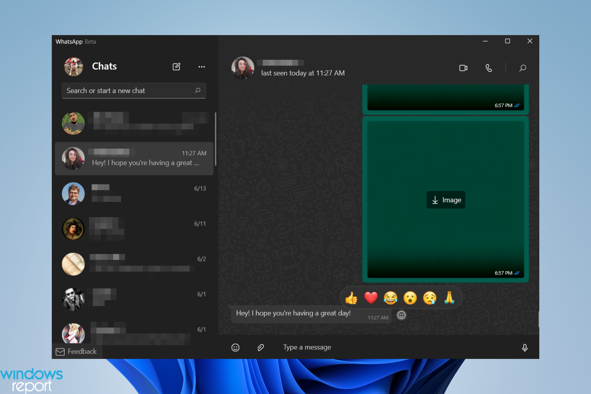 添加到 Windows 10/11 WhatsApp UWP 的新反应