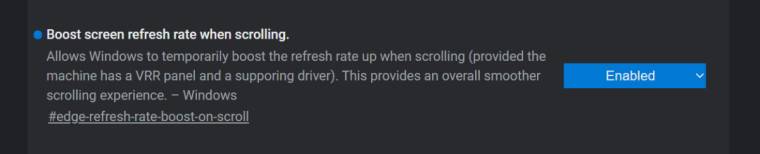 由于一项新功能，Microsoft Edge 可以在 FreeSync 面板上更流畅地滚动