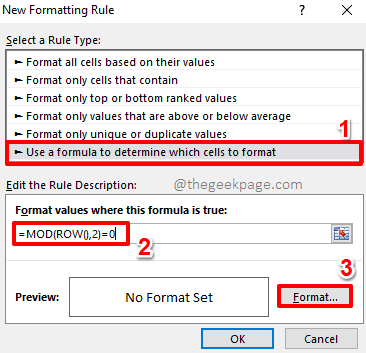 如何在 MS Excel 中为交替行或列着色