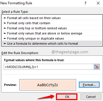 如何在 MS Excel 中为交替行或列着色