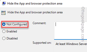Windows 安全修补程序中缺少应用和浏览器控制选项