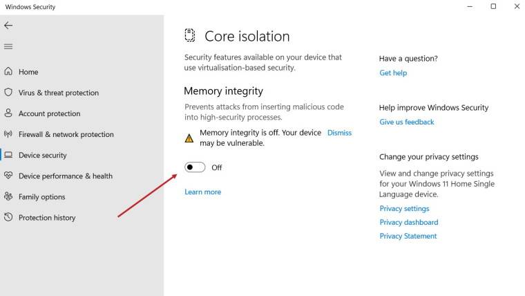 如何在 Windows 11 中启用 Core Isolation 的内存完整性功能