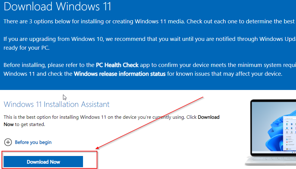 修复：Windows 11 安装助手消失