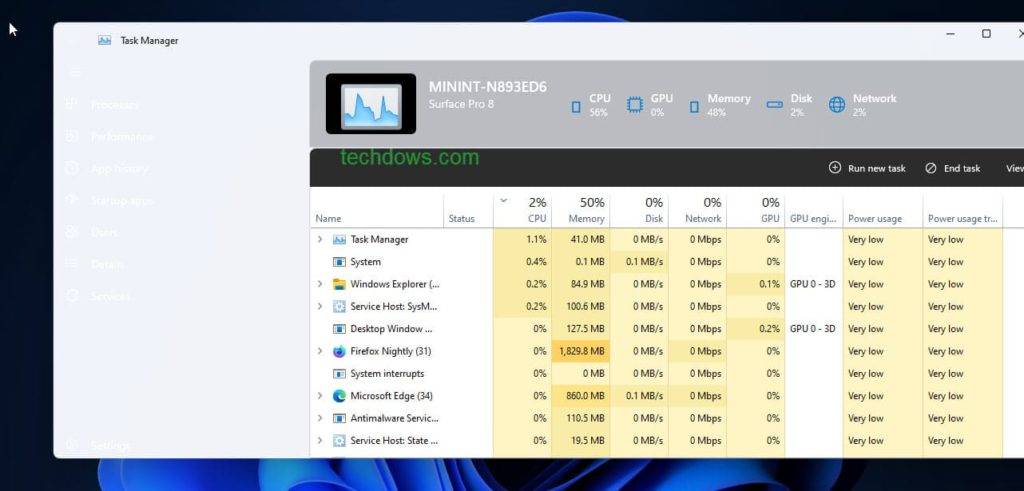 Windows 11 的任务管理器获得流畅的设计和暗模式，如何启用