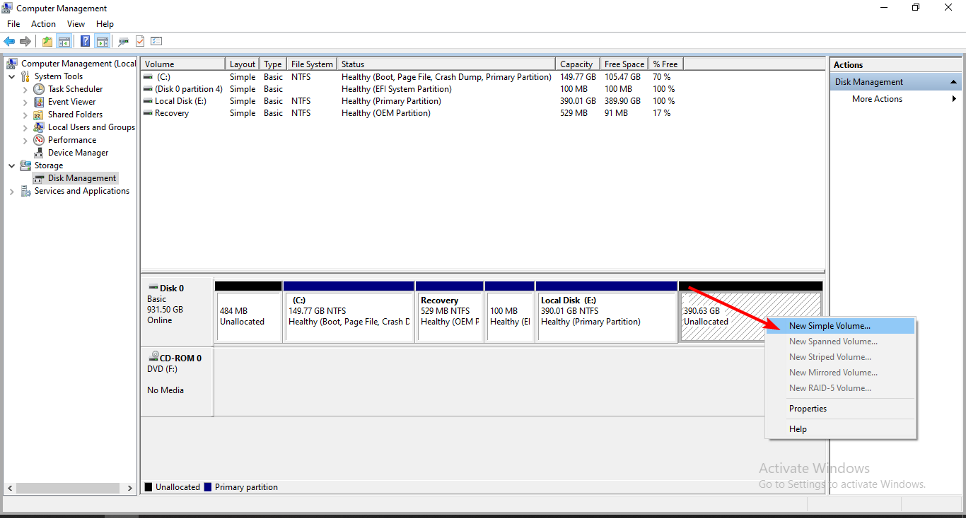 通过以下3个简单步骤恢复未分配的分区