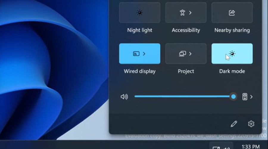新的黑暗模式按钮即将进入Windows 11的操作中心