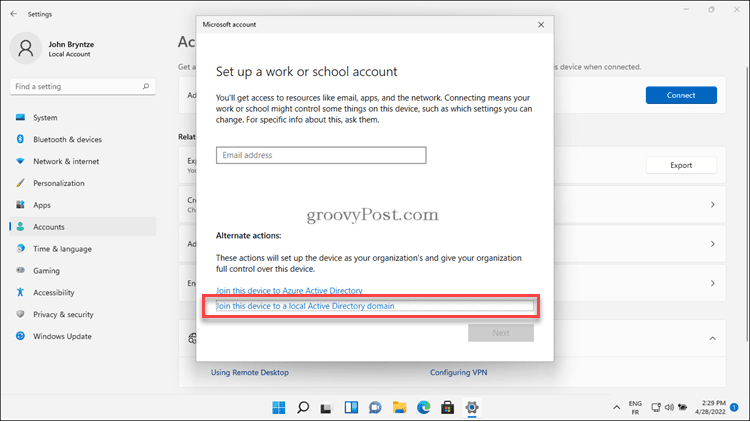 如何将 Windows 11 PC 加入域