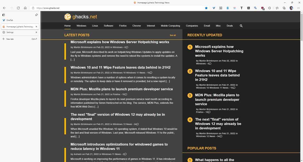 Mozilla 正在考虑为 Firefox 引入垂直选项卡