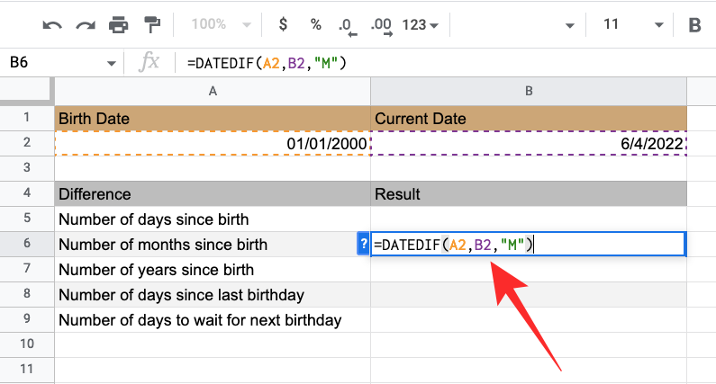 如何计算 Google 表格上的日期之间的差异