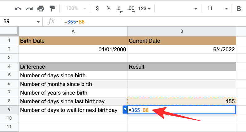 如何计算 Google 表格上的日期之间的差异