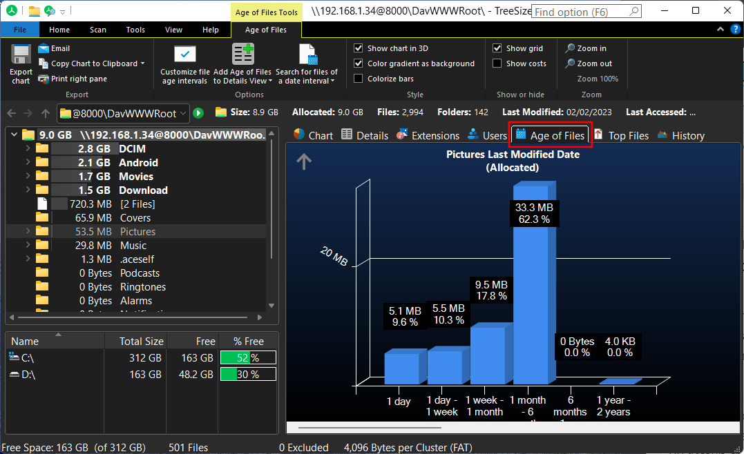 如何从 Windows 11 或 10 无线检查 Android 上的已用空间