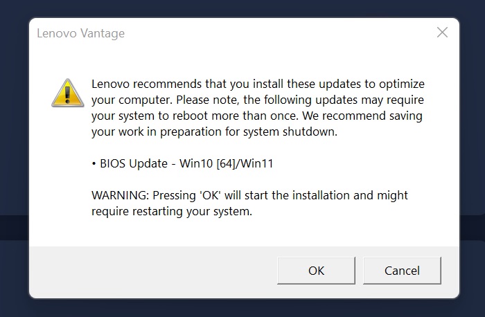 一些联想 Legion 笔记本电脑在 Windows BIOS 更新后无法启动
