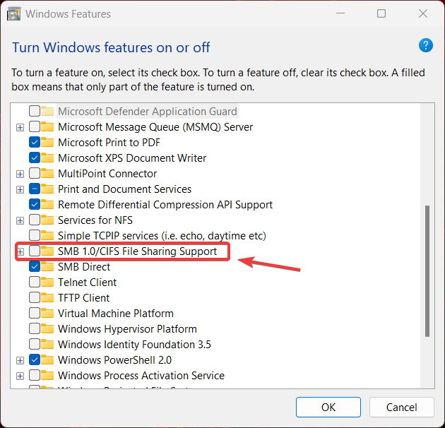 默认情况下,服务器消息块 1 将不再是 Windows 11 主页的一部分