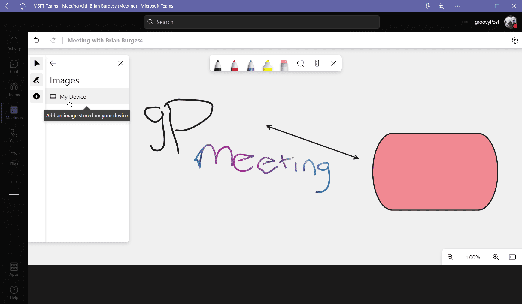 如何在 Microsoft Teams 会议中使用白板