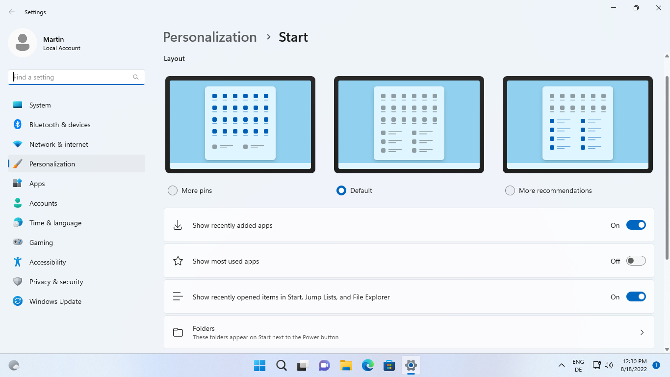 Windows 11 版本 22H2：开始菜单更改