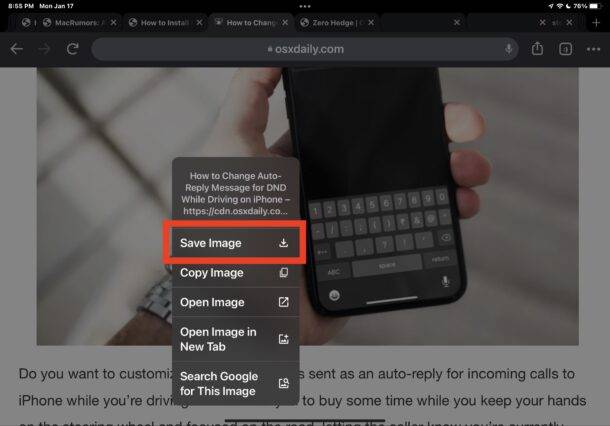 如何将图像从 Chrome 保存到 iPhone 或 iPad