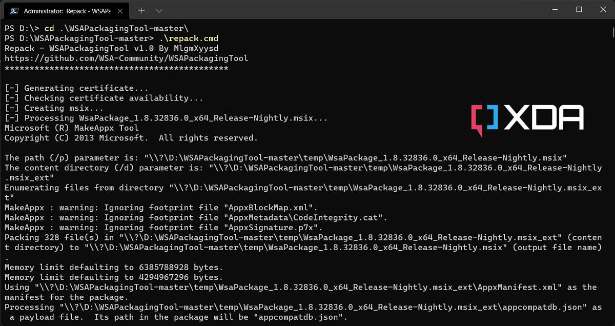 WSAPackagingTool 可以更轻松地修改适用于 Android 的 Windows 子系统