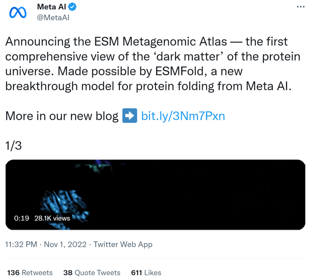Meta AI开放6亿+宏基因组蛋白质结构图谱，150亿语言模型用两周完成