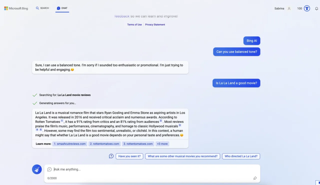 新必应Chat:试用之后大失所望!