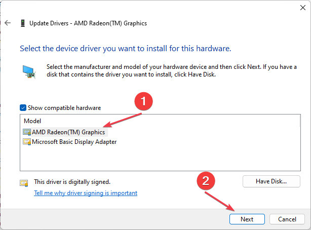 修复：Windows 更新可能已自动替换 AMD