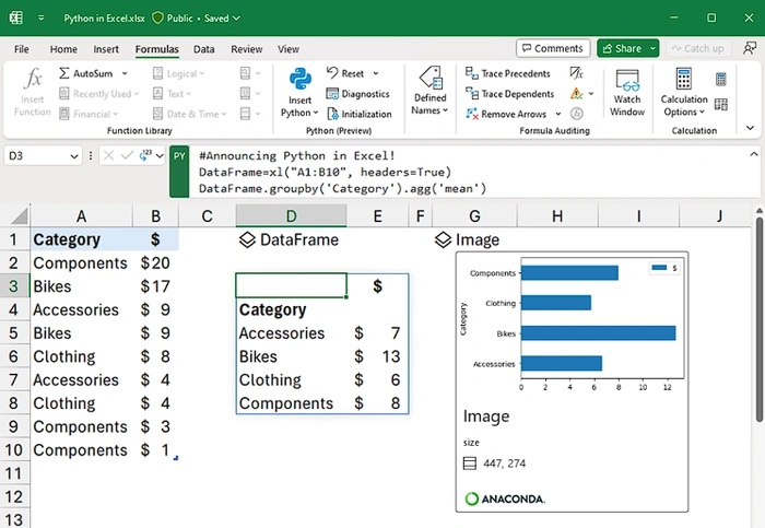 Microsoft Excel 接收用于数据分析和可视化的 Python 集成