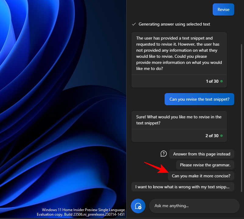 如何使用 Windows Copilot 与剪贴板一起展开、解释、总结或修改复制的文本